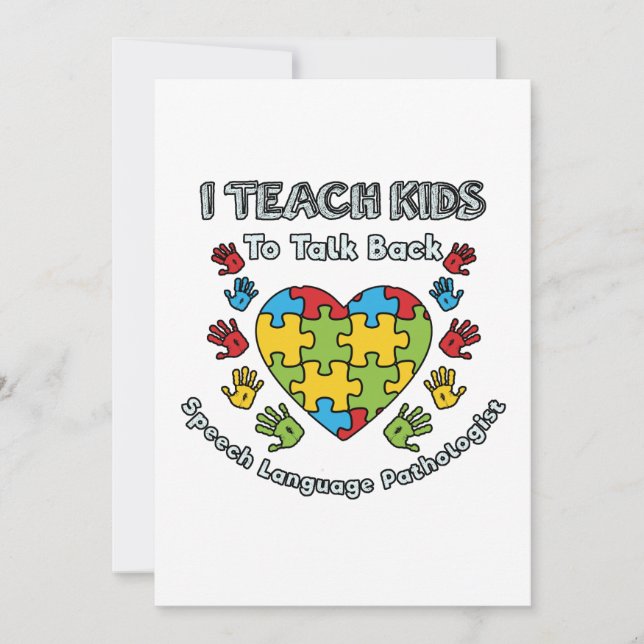 I Teach Kids To Talk Back Speech Language Therapy Thank You Card (Front)
