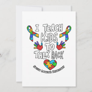 I Teach Kids To Talk Back Speech Language Therapy Thank You Card