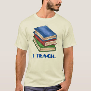 I TEACH Library Book Stack Teacher Appreciation T-Shirt