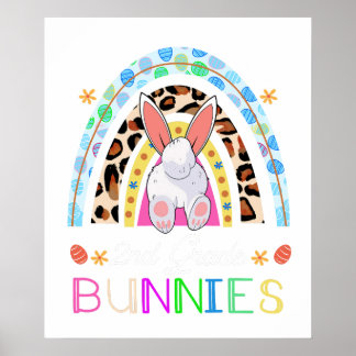 i teach the cutest 2nd grade bunnies rainbow, retr poster