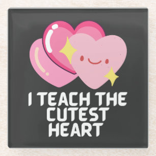 I teach the cutest hearts glass coaster