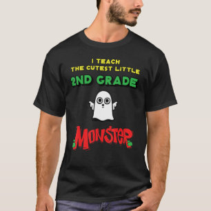 I Teach The Cutest Little 2nd Grade Monster Back T T-Shirt