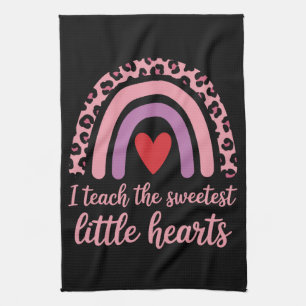 I Teach The Sweetest Hearts Rainbow Teacher Tea Towel