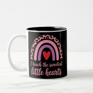 I Teach The Sweetest Hearts Rainbow Teacher Two-Tone Coffee Mug