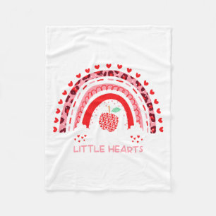 I Teach The Sweetest Hearts Rainbow Teacher Valent Fleece Blanket