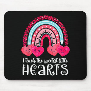I Teach The Sweetest Hearts Rainbow Teacher Valent Mouse Pad
