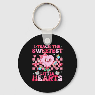 I Teach The Sweetest Little Heart Teacher Valentin Key Ring