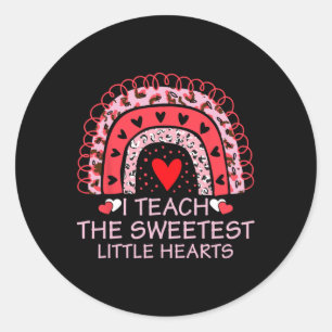 I Teach The Sweetest Little Hearts Teacher Valenti Classic Round Sticker