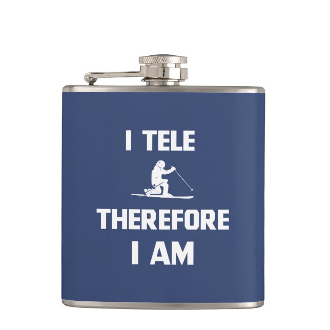 I Tele Therefore I Am Hip Flask (Front)