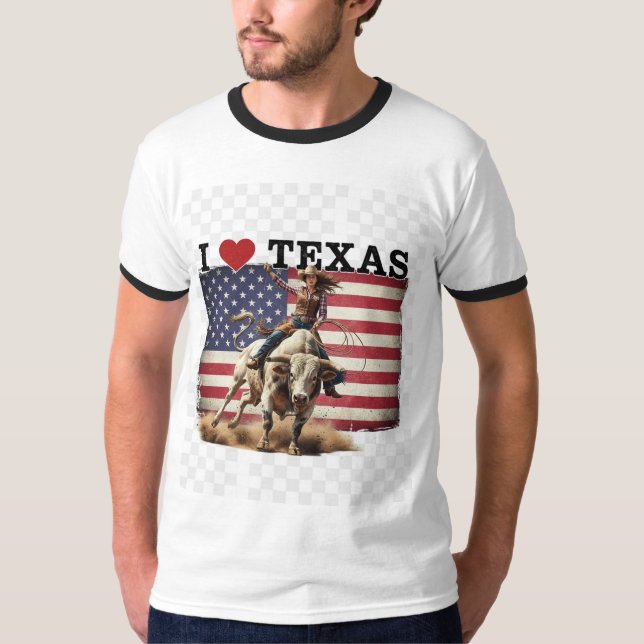  I ❤️ TEXAS – Rodeo Spirit & Patriotism   T-Shirt (Front)