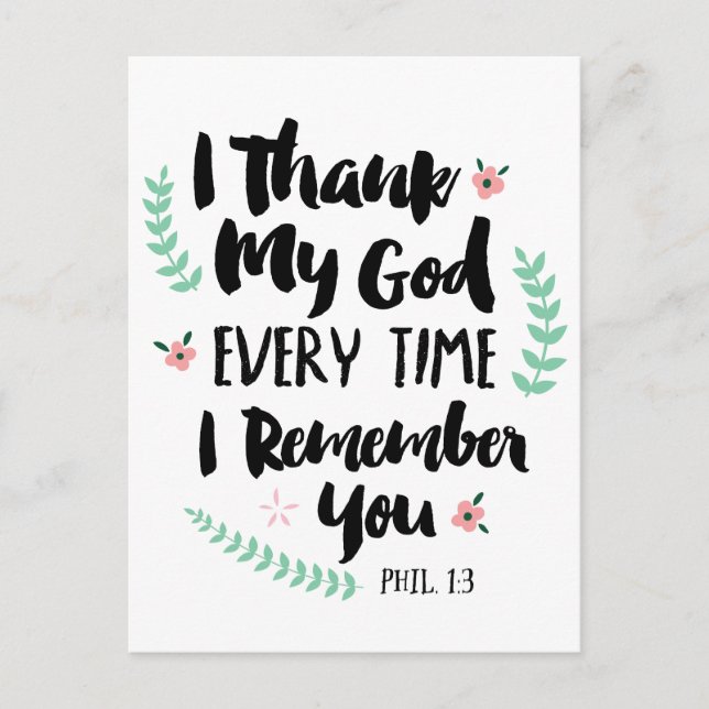 I thank My God Postcard (Front)