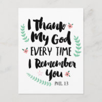 I thank My God Postcard