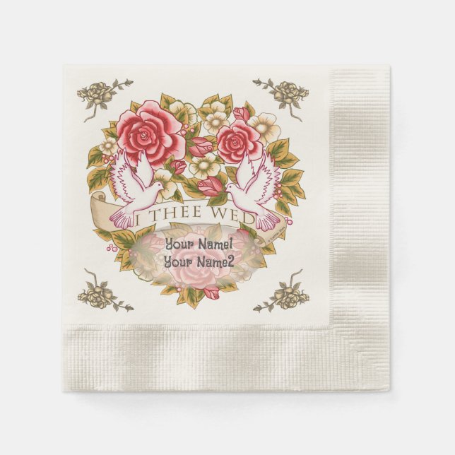 I Thee Wed wedding napkins (Front)