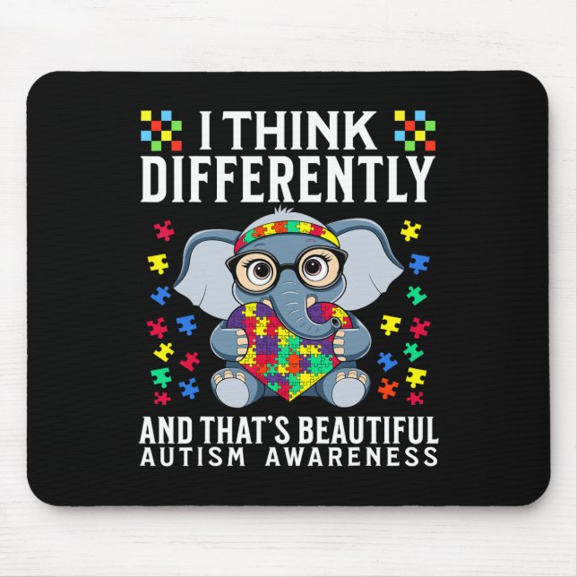 I Think Differently Autism Awareness Kids Boys Sup Mouse Pad (Front)