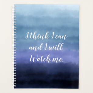 I Think I Can Quote Modern Blue Purple Watercolor Planner