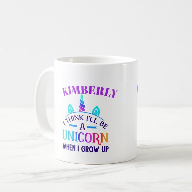 I think I'll Be a Unicorn, Bright Rainbow Colours  Coffee Mug (Front Left)