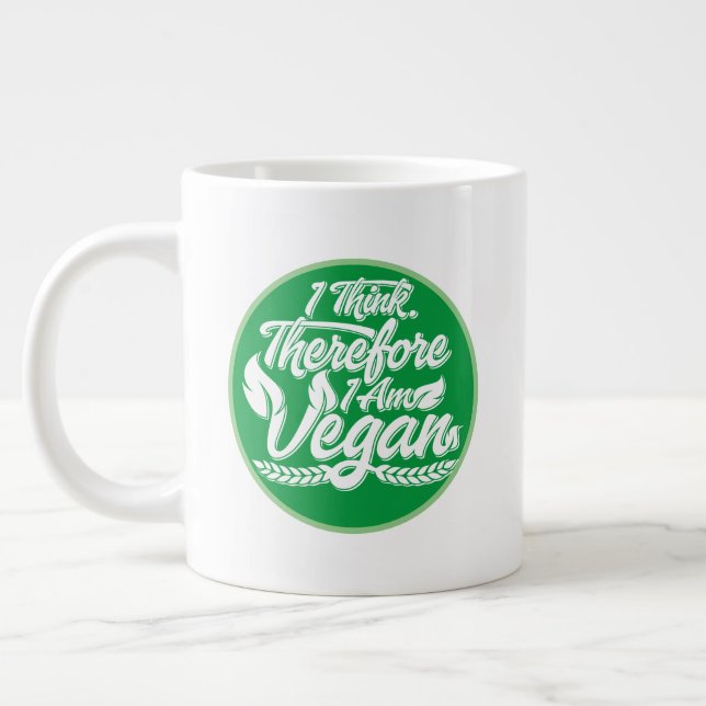 I Think, Therefore I Am Vegan Large Coffee Mug (Left)