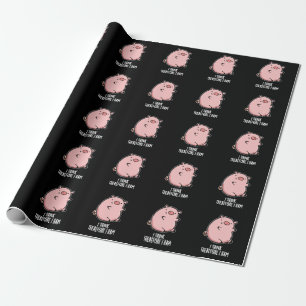 I Think Therefore I Ham Funny Pig Pun Dark BG Wrapping Paper