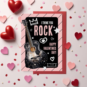 I Think You Rock' Kids Valentines  Holiday Card