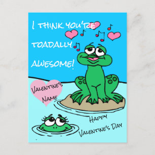 I Think You're Toadally Awesome Frog Valentine Postcard