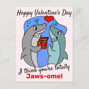 I Think You're Totally Jawsome, Shark Valentine Postcard