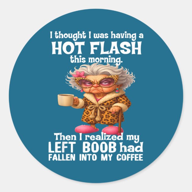 I Thought I Was Having A Hot Flahis Morning  Classic Round Sticker (Front)