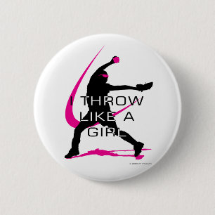 I Throw like a Girl Pink Softball 6 Cm Round Badge