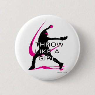 I Throw like a Girl Pink Softball 6 Cm Round Badge