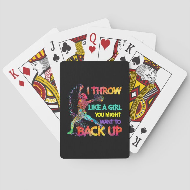 I Throw Like A Girl Playing Cards (Back)