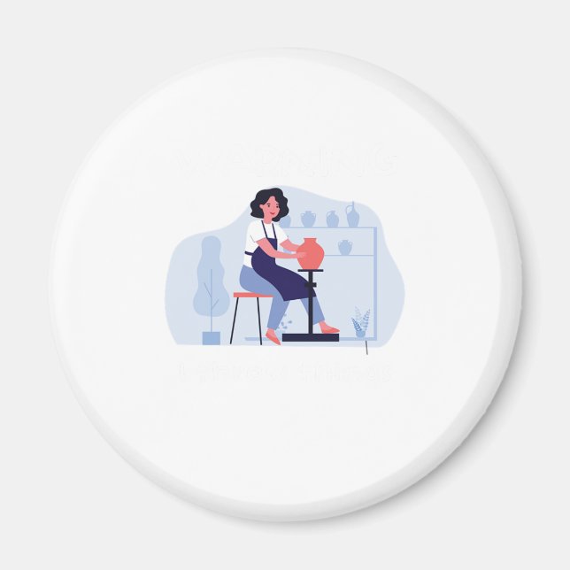 I Throw Things Pottery Ceramics Porcelain Gift Magnet (Front)