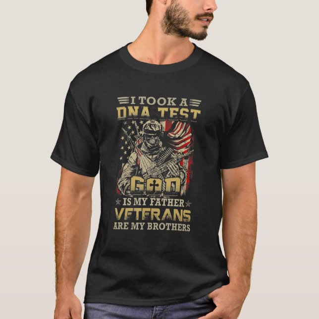 I Took A Dna Test God Is My Father Veteran Are Bro T-Shirt (Front)