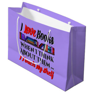 I Touch My Shelf Book Lover Humour Large Gift Bag