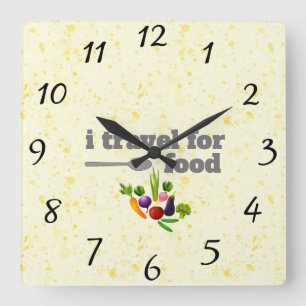 i travel for food Wall Clock