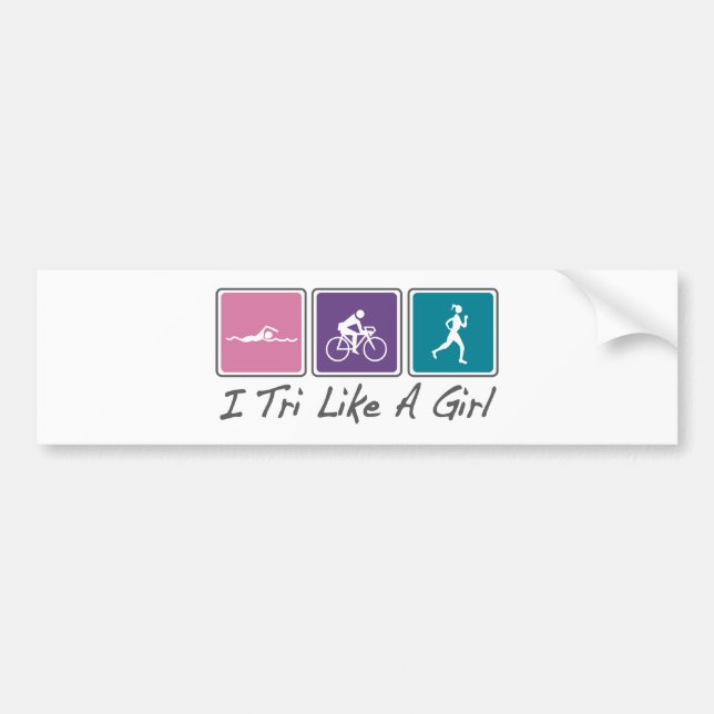 i tri like a girl (Triathlete) Bumper Sticker (Front)