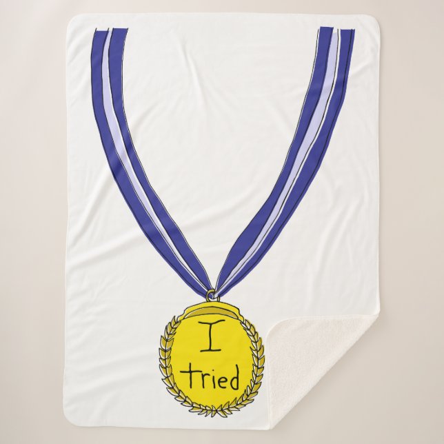 I Tried Medal Sherpa Blanket (Front)