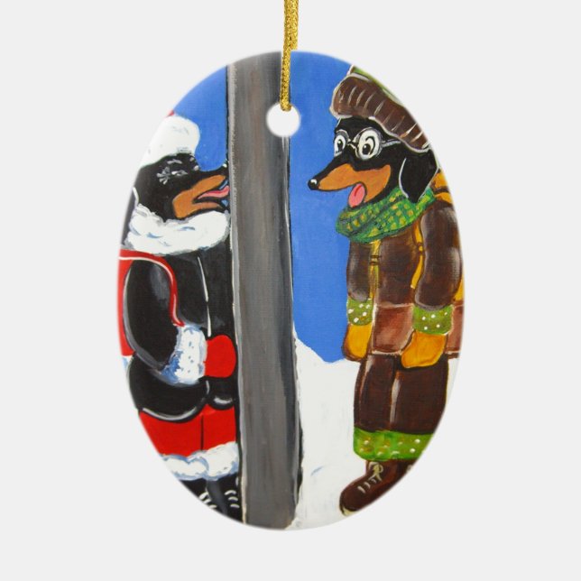 " I TRIPLE DOXIE DARE YOU" CERAMIC TREE DECORATION (Front)