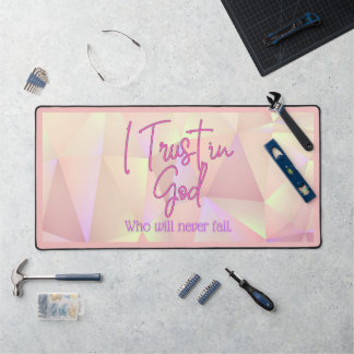 I Trust in God Pink Sparkly Background Desk Mat