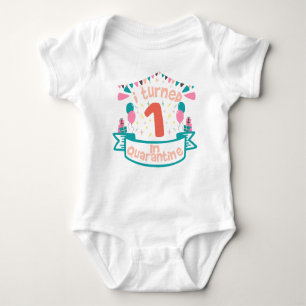 i turned 1 In quarantine funny birthday gift idea Baby Bodysuit