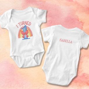 I Turned One Baby Bodysuit for Girls Rainbow