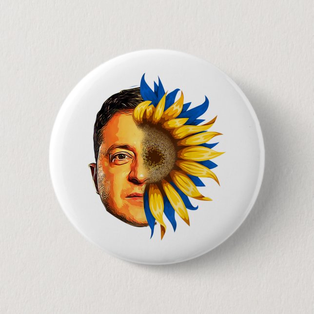 I Ukraine Sunflower Ukraine Zelenskyy free Stand 6 Cm Round Badge (Front)