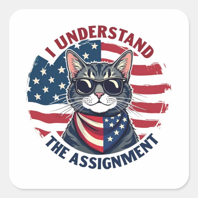 I Understand the Assignment Harris Walz Cat Lady  Square Sticker (Front)