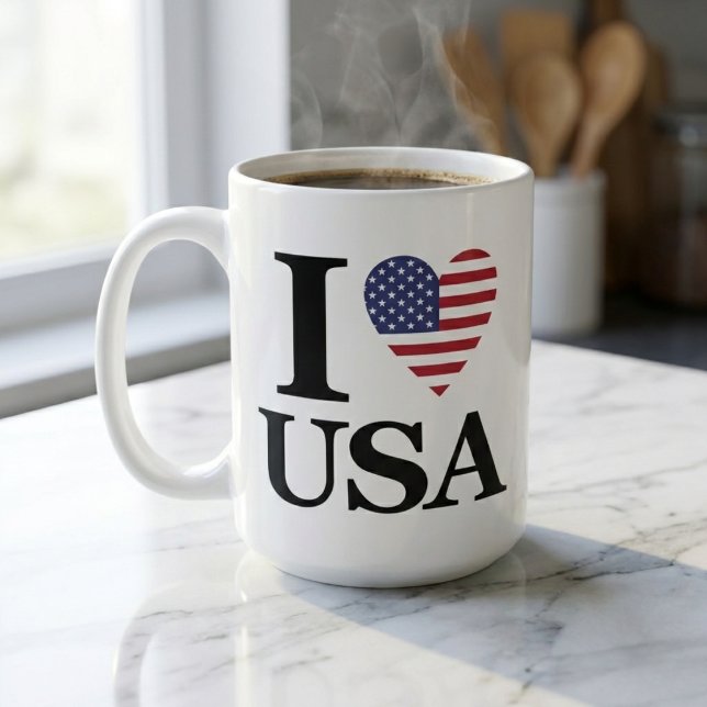 "I ❤️ USA" COFFEE MUG (Start Every Day With A Warm Mug Of Patriotism.)