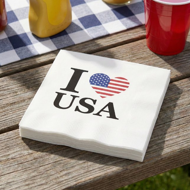 "I ❤️ USA" NAPKIN (Freedom’s Favorite Napkin.)