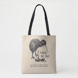 I Vant to be Alone Kiwi Bird Nature Tote Bag