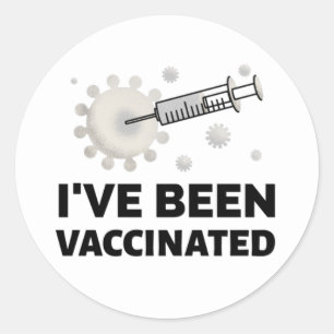I’ve Been Vaccinated Covid Black Typography Classic Round Sticker