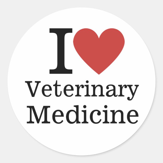 I ❤️ Veterinary Medicine for Students/Faculty Classic Round Sticker (Front)