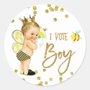 I VOTE BOY bee Gender Reveal game label