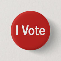 I Vote Button - White on Red