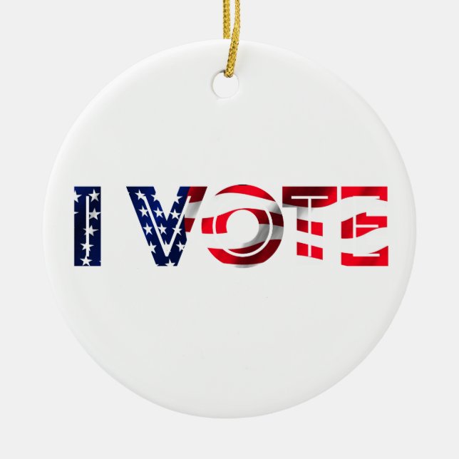 I Vote Ceramic Tree Decoration (Front)