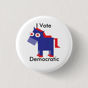 I Vote Democratic 3 Cm Round Badge